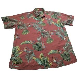 Cooke Street Honolulu Men's Large Red Hawaiian Shirt Tropical Button Down